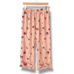 Saltwater Luxe Blush Pink Floral Straight Leg Cropped Lounge Pants Size Medium